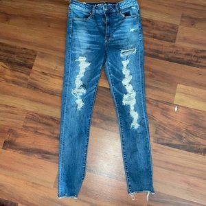 AE super high rise distressed jegging